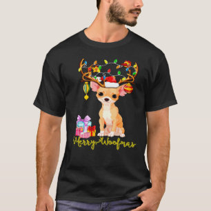 Camiseta Chihuahua Dog Xmas Light Reindeer Antlers Costume