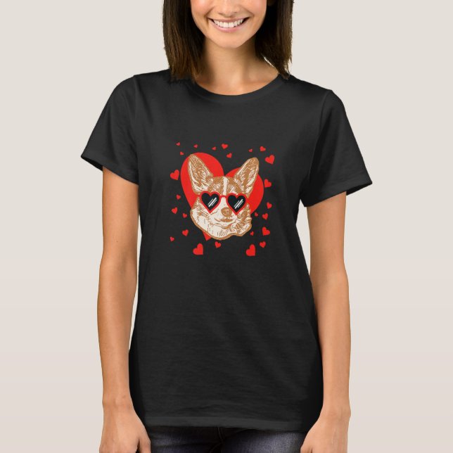 Camiseta Chihuahua Face Heart Glasses Valentines Day Pet Do (Frente)
