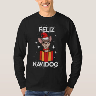 Camiseta Chihuahua Feliz Navidog Cão de Natal