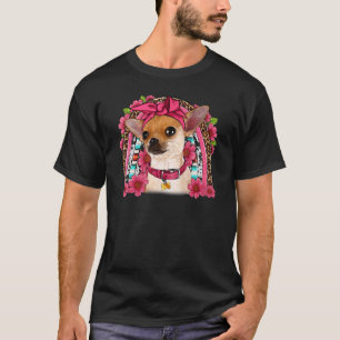 Camiseta Chihuahua Floral Arco-íris Couro e Serape Chihua