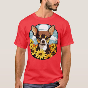Camiseta Chihuahua Flower Garden Bonita Puppy Dog Art