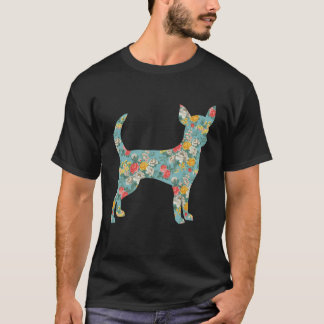 Camiseta Chihuahua Flower Silhouette Floral Dog