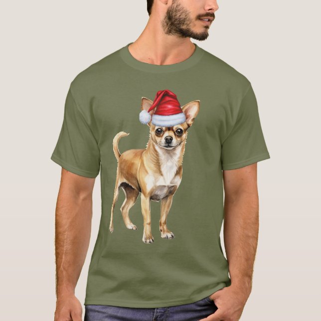 Camiseta Chihuahua Funny Papais noeis de Natal (Frente)
