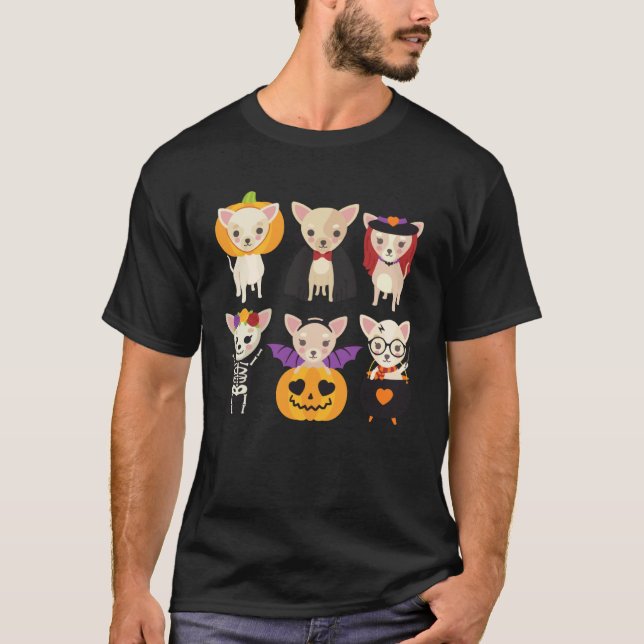 Camiseta Chihuahua Halloween Puppies Cute Vampire Pumpkin P (Frente)