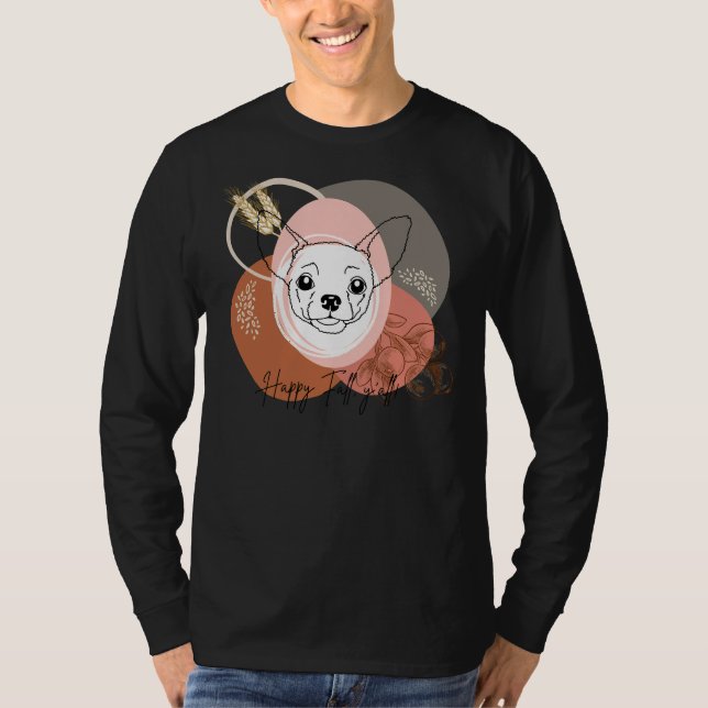 Camiseta Chihuahua Happy Fall Y Tudo Que É Clima Suave Ele (Frente)