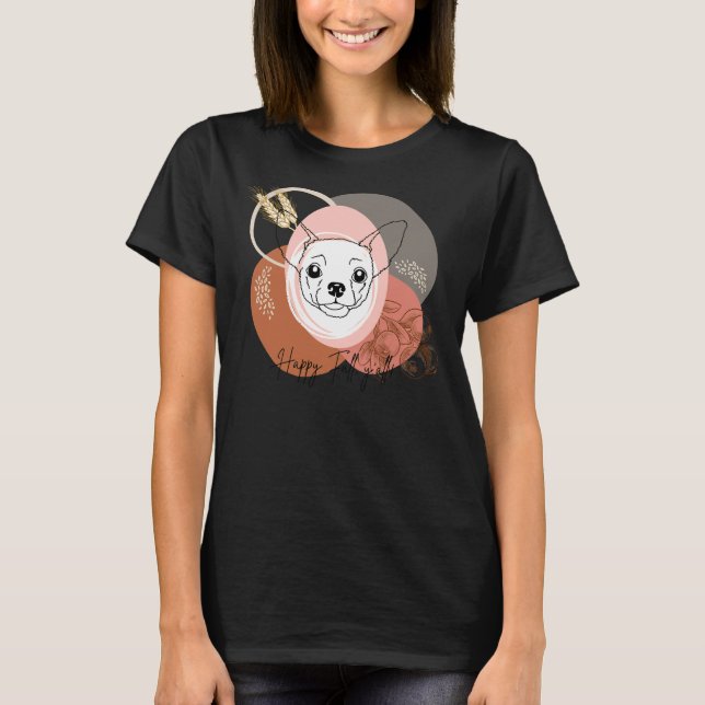Camiseta Chihuahua Happy Fall Y Tudo Que É Clima Suave Ele (Frente)