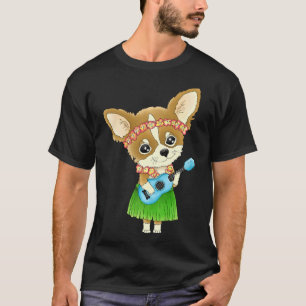 Camiseta Chihuahua Havaiana Jogando Um Ukulele