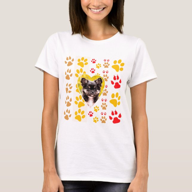 Camiseta Chihuahua Heart Paw Prints (Frente)