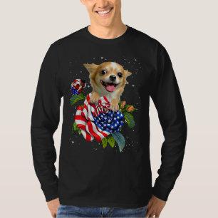 Camiseta Chihuahua Hide On Rose Us Flag Happy