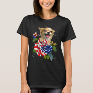 Camiseta Chihuahua Hide On Rose Us Flag Happy