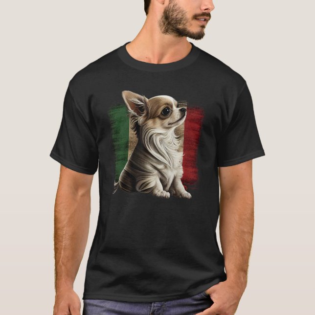 Camiseta Chihuahua  Italy Flag Italian  Dog Souvenir Pizza (Frente)