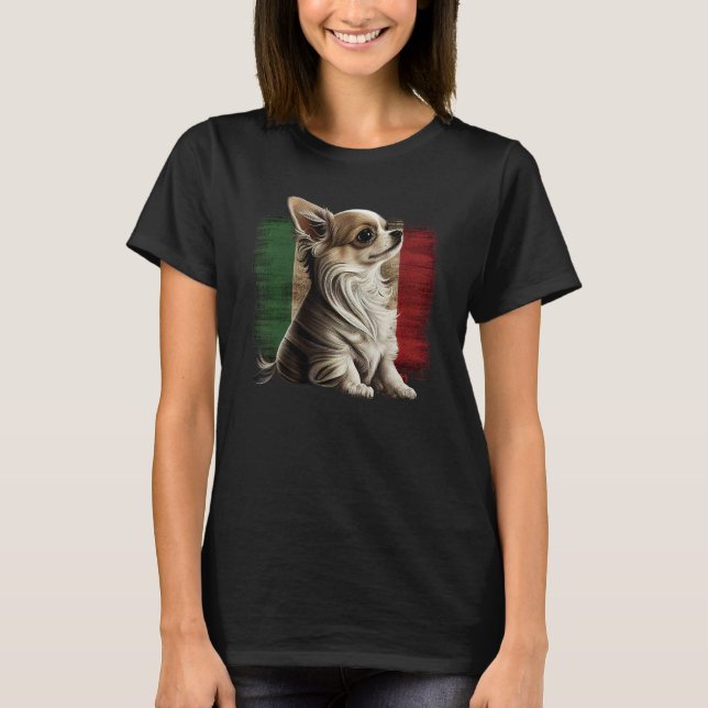 Camiseta Chihuahua  Italy Flag Italian  Dog Souvenir Pizza (Frente)