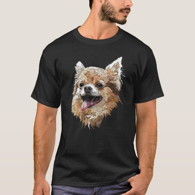 Camiseta Chihuahua Long Hair Chihuahua Long Haired Chiwawa (Frente)
