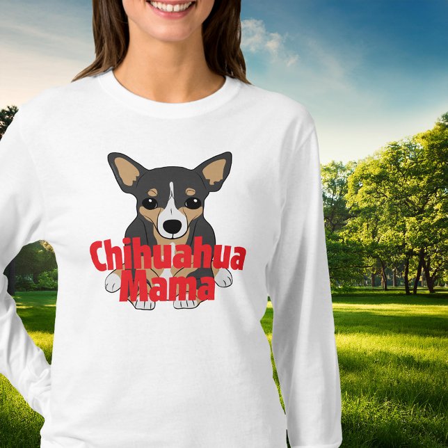 Camiseta Chihuahua Mama Cute Black Tan (Chihuahua Mama Cute Black Tan T-Shirt)