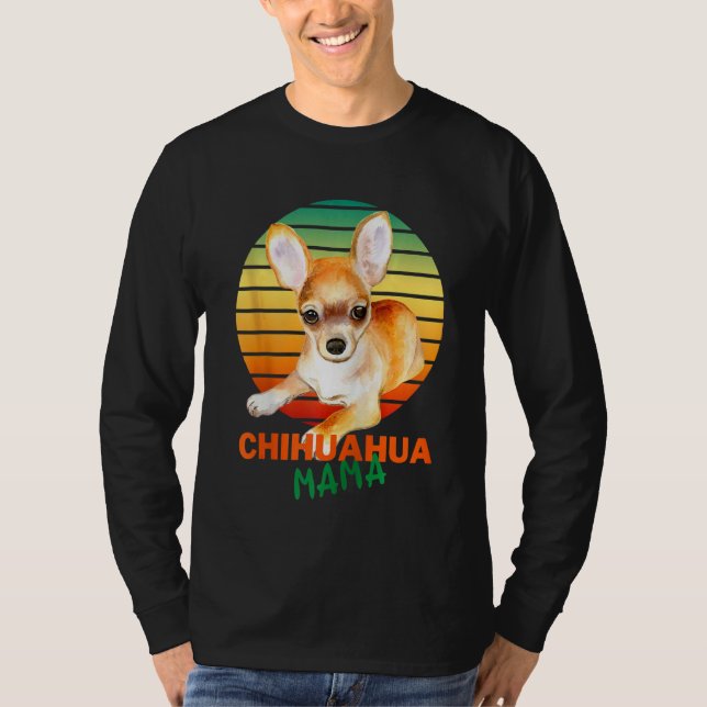 Camiseta Chihuahua Mama Na Vintage Sunset Chihuahua Lovers (Frente)