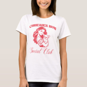 Camiseta Chihuahua Mamãe Clube Social Line Art Dog Propriet