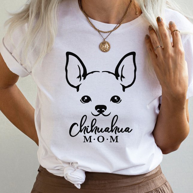 Camiseta Chihuahua Mamãe T-Shirt com Chihuahua Face Graphic (Criador carregado)