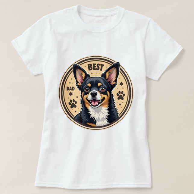 Camiseta Chihuahua 'Melhor Pai Chihuahua' (Frente do Design)