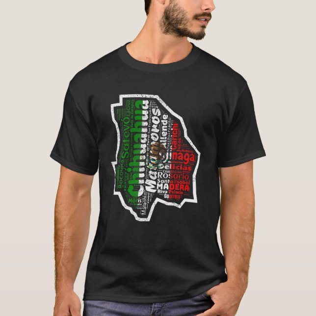 Camiseta Chihuahua México Mapa Bandera do México (Frente)