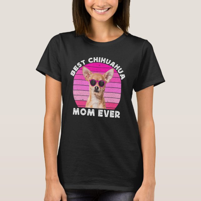 Camiseta Chihuahua Mom For Women Retro Brown Chiwawa  Dog M (Frente)