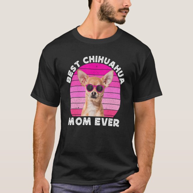 Camiseta Chihuahua Mom For Women Retro Brown Chiwawa  Dog M (Frente)