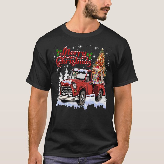 Camiseta Chihuahua no Red Truck no Natal Lights Pajama Dog (Frente)