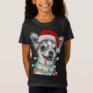 Camiseta Chihuahua Papai noel Árvore de Natal Ilumina Cacho