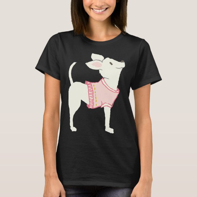 Camiseta Chihuahua Pink Jaqueta Watercolor Estilo Chihuahua (Frente)