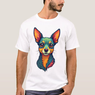 Camiseta Chihuahua Pintura Abstrata Cor Cachorro Fofo (4