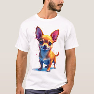 Camiseta Chihuahua Pintura Abstrata Cor Cachorro Fofo Co