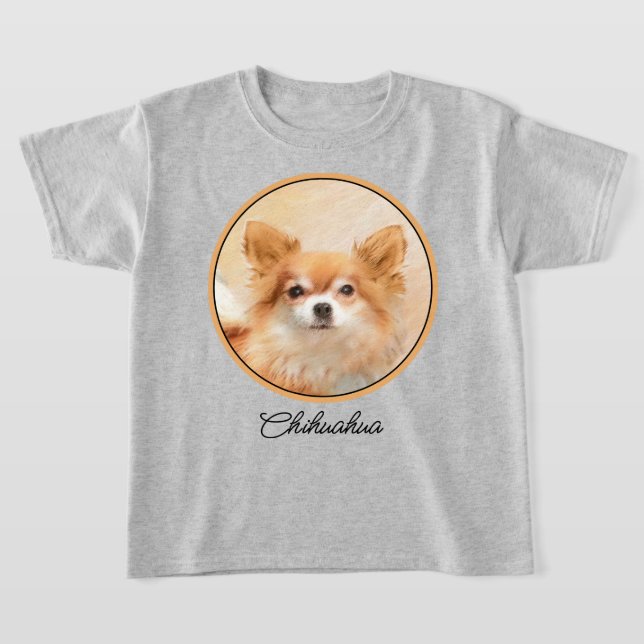 Camiseta Chihuahua Pintura De Cachorro De Cabelo Longo (Postura )