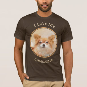 Camiseta Chihuahua Pintura De Cachorro De Cabelo Longo