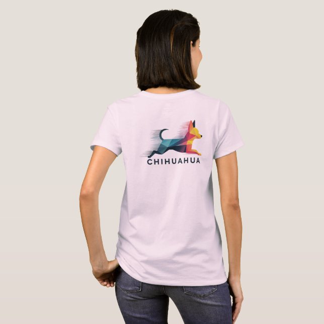 Camiseta Chihuahua poligonal en amarillo y azul (Parte Traseira Completa)