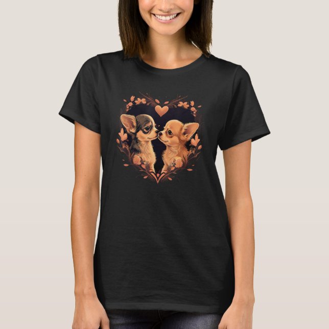 Camiseta Chihuahua Puppys  Cute Dogs Little Love Heart 2 (Frente)