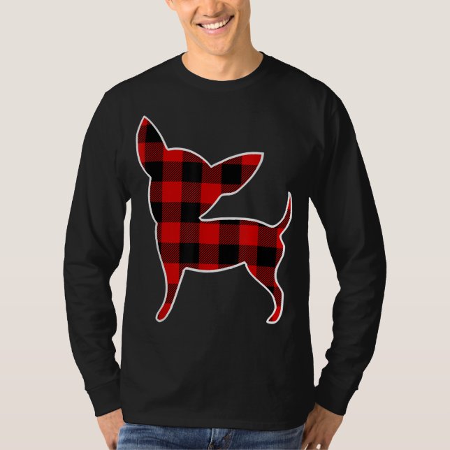 Camiseta Chihuahua Red Buffalo Xadrez Cachorro Pup Correspo (Frente)