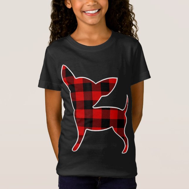 Camiseta Chihuahua Red Buffalo Xadrez Cachorro Pup Correspo (Frente)