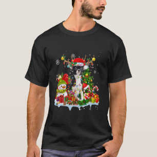 Camiseta Chihuahua Santa Hat Reindeer Luzes de Natal