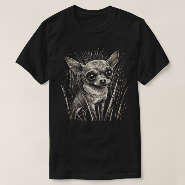 Camiseta Chihuahua Scratchboard T-Shirt (Frente do Design)