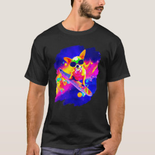 Camiseta Chihuahua Skate fazendo Outer Space Retro Vintage