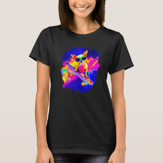 Camiseta Chihuahua Skateboarding Espaço Exterior Retro Vint