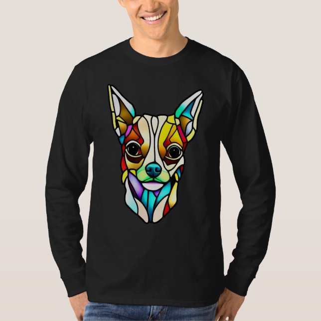Camiseta Chihuahua - Stained Glass Pop Art_3 (Frente)