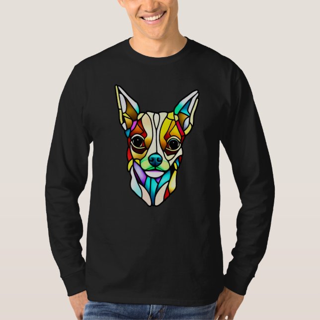 Camiseta Chihuahua - Stained Glass Pop Art Premium_1 (Frente)