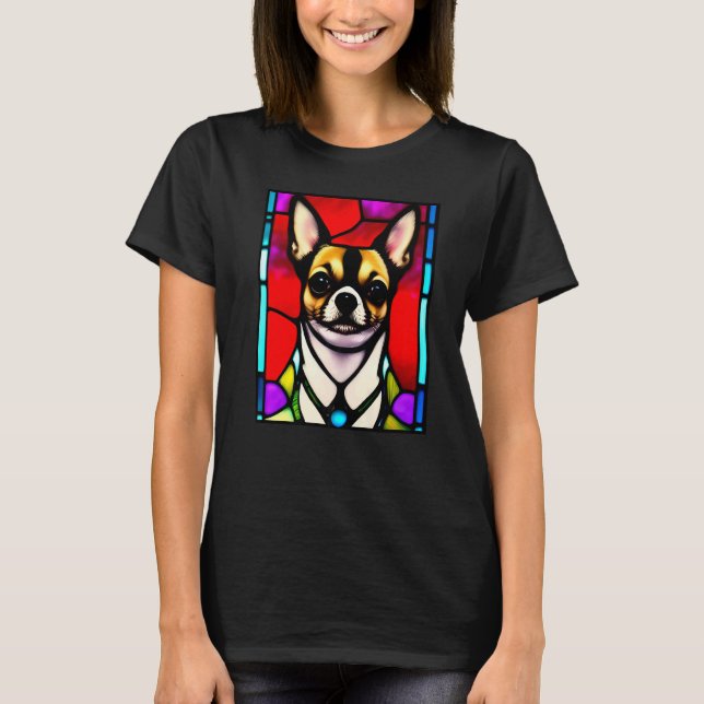 Camiseta Chihuahua - Stained Glass Pop Art Premium_2 (Frente)