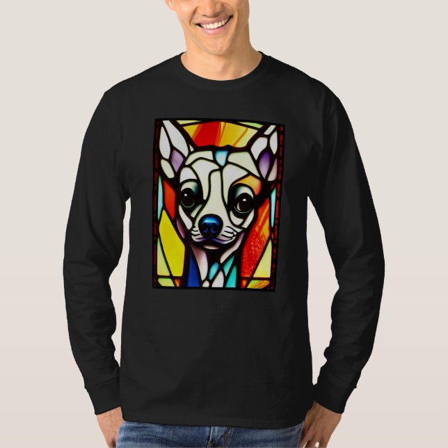 Camiseta Chihuahua - Stained Glass Pop Art Premium_4 (Frente)