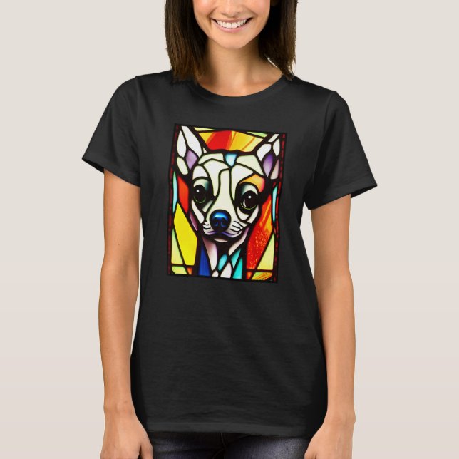 Camiseta Chihuahua - Stained Glass Pop Art Premium_4 (Frente)