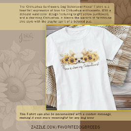 Camiseta Chihuahua Sunflower Cachorro Aquarela