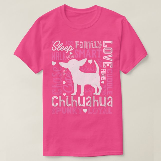 Camiseta Chihuahua Typografia para Homens Mulheres Meninas  (Frente do Design)