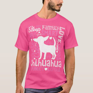 Camiseta Chihuahua Typografia para Homens Mulheres Meninas