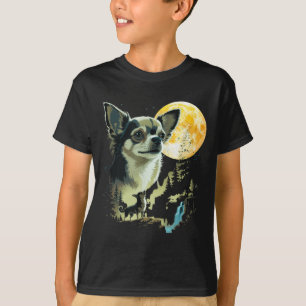 Camiseta Chihuahua uivando para a lua meme engraçado