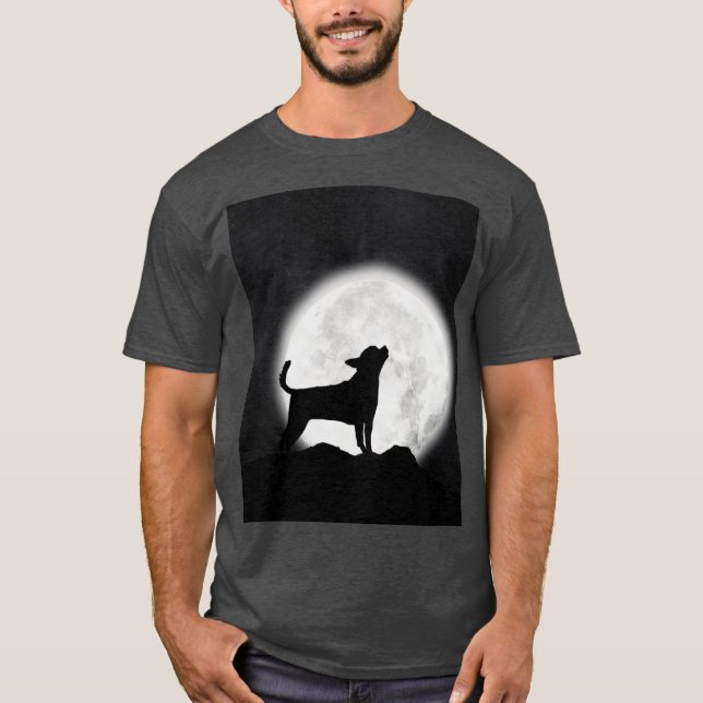 Camiseta Chihuahua uivando para a lua retrô (Frente)